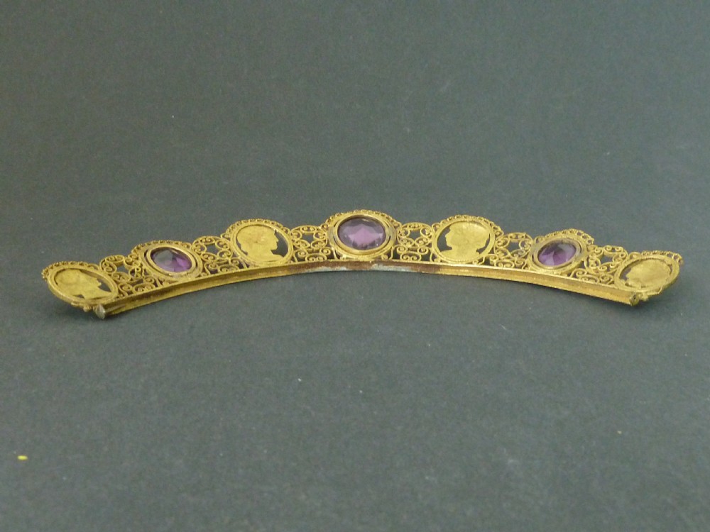 Berlin Ironwork Gilt Tiara Amethyst Paste Cut Steel Fascinator Cresting Comb View IX