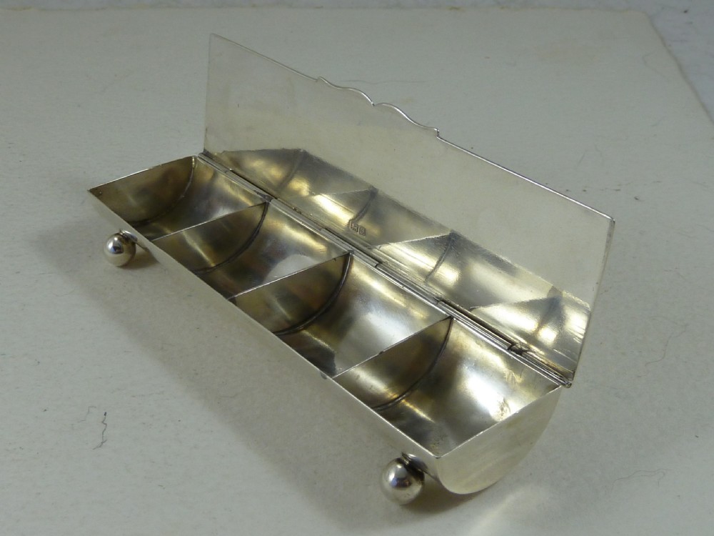 Quadruple Postage Stamp Case Box 1917 Sterling Silver Trough