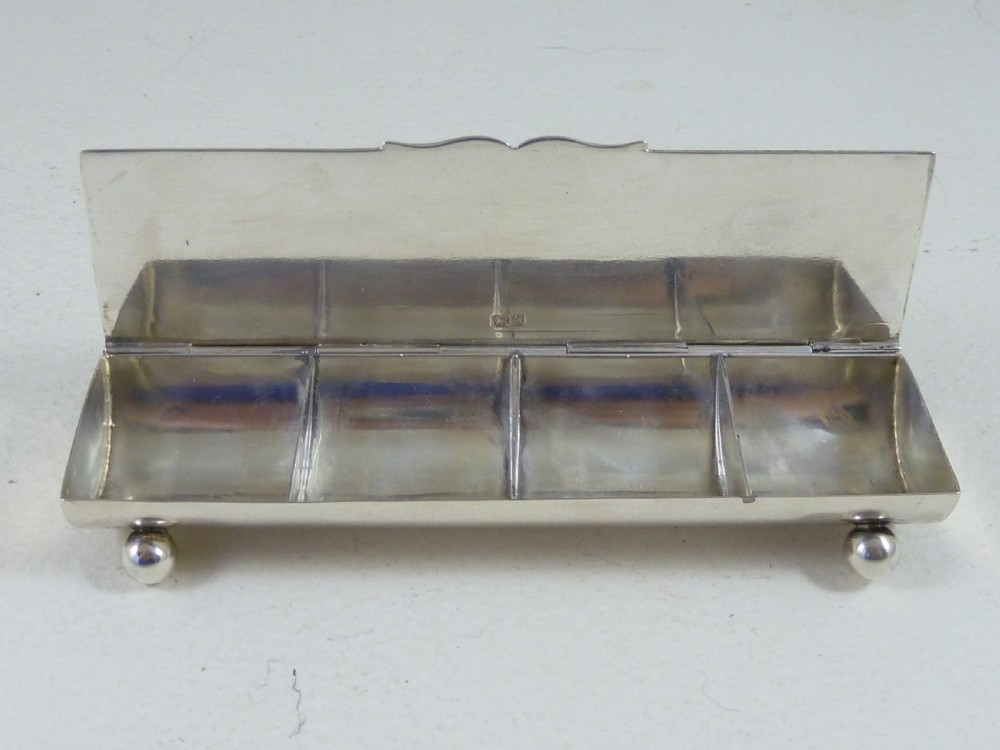 Quadruple Postage Stamp Case Box 1917 Sterling Silver Trough View II