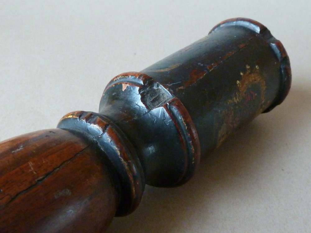 Georgian Baluster Truncheon Tipstaff GR King George Hand Painted Wood Police Lignum Vitae Treen View IV