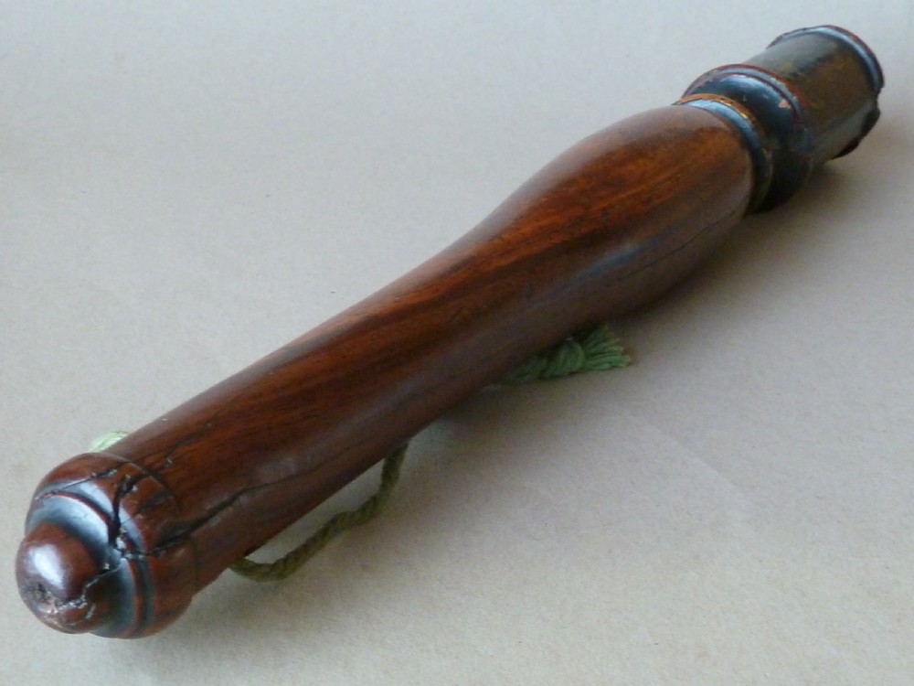 Georgian Baluster Truncheon Tipstaff GR King George Hand Painted Wood Police Lignum Vitae Treen View V