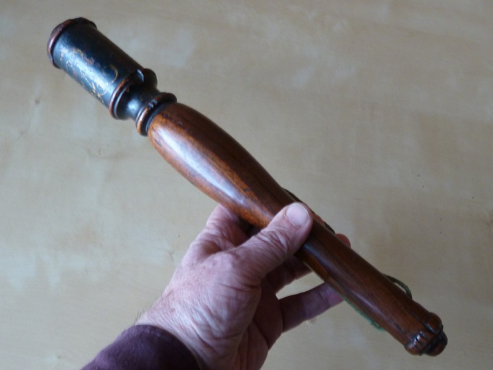 Georgian Baluster Truncheon Tipstaff GR King George Hand Painted Wood Police Lignum Vitae Treen View VII