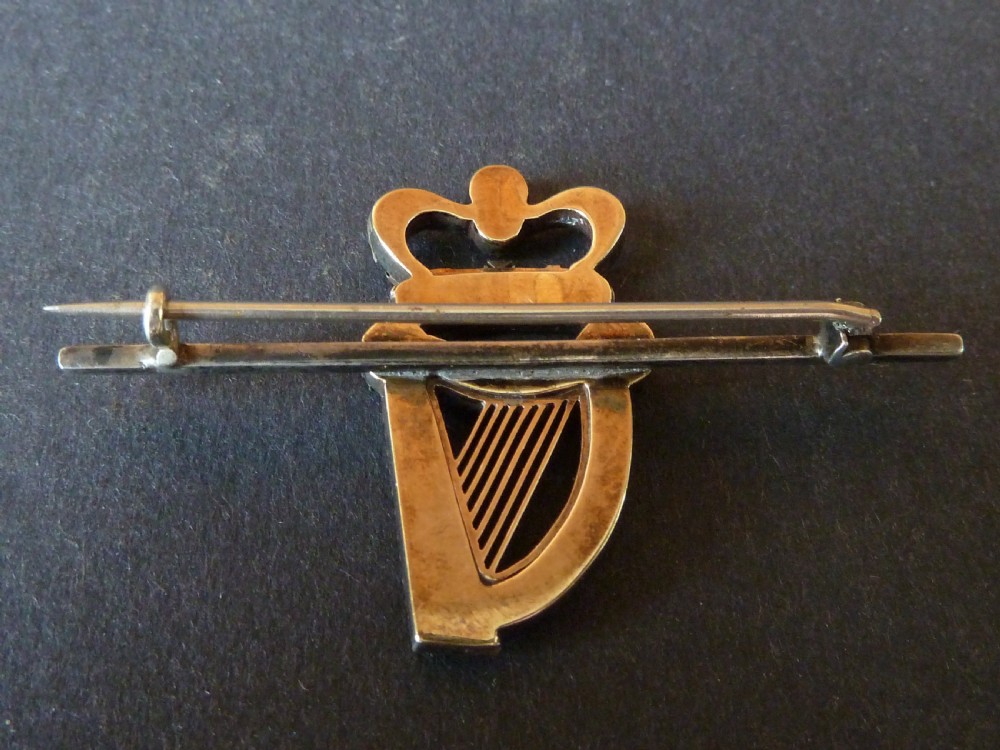 Georgian Harp Crown Silver Gold Paste Brooch Pendant Irish View VI