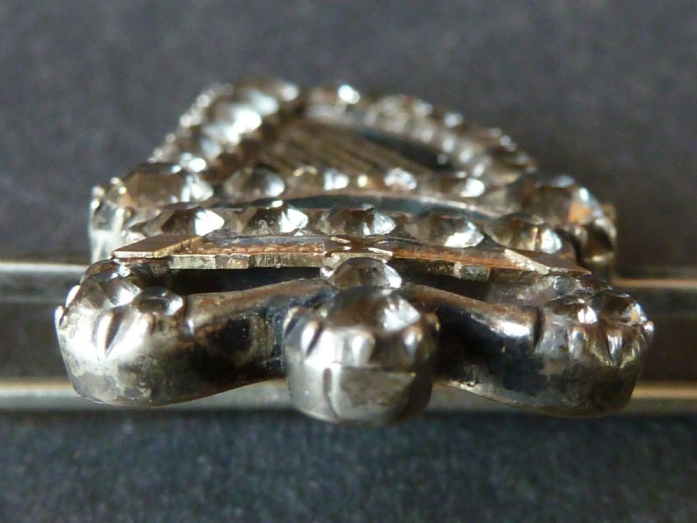 Georgian Harp Crown Silver Gold Paste Brooch Pendant Irish View VIII