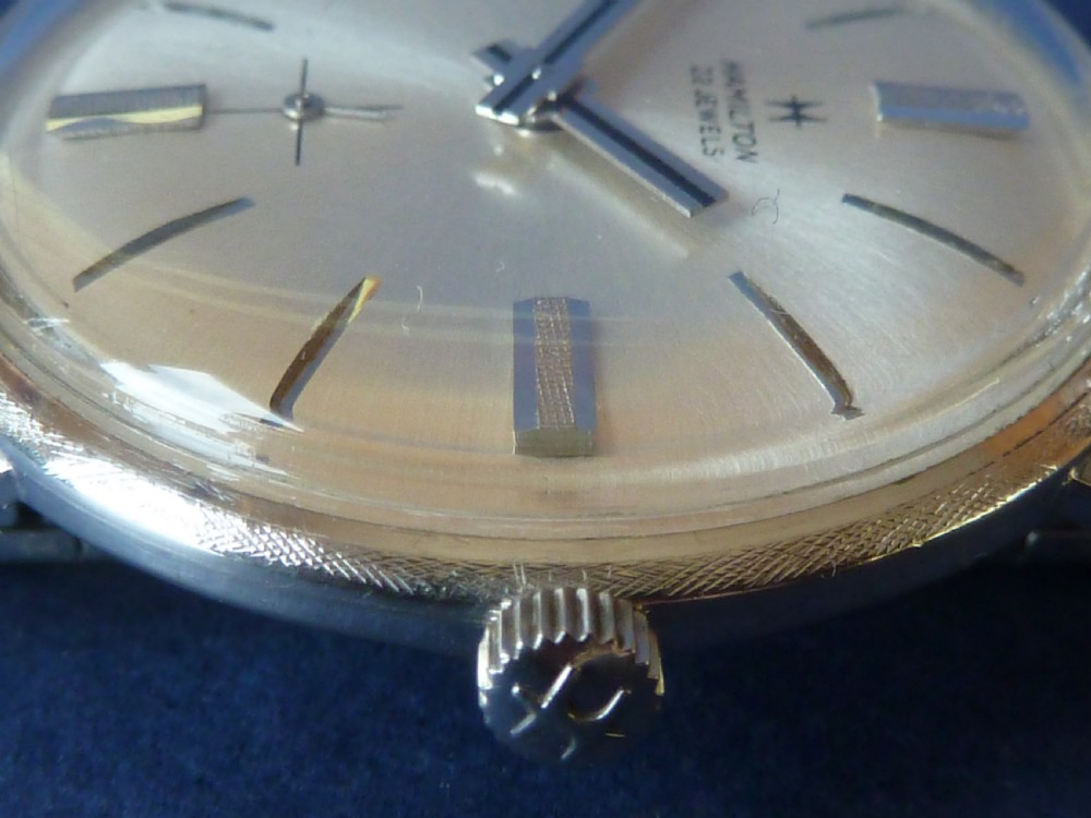 HAMILTON solid 14KT White Gold wrist watch 22 jewel manual mechanical View V