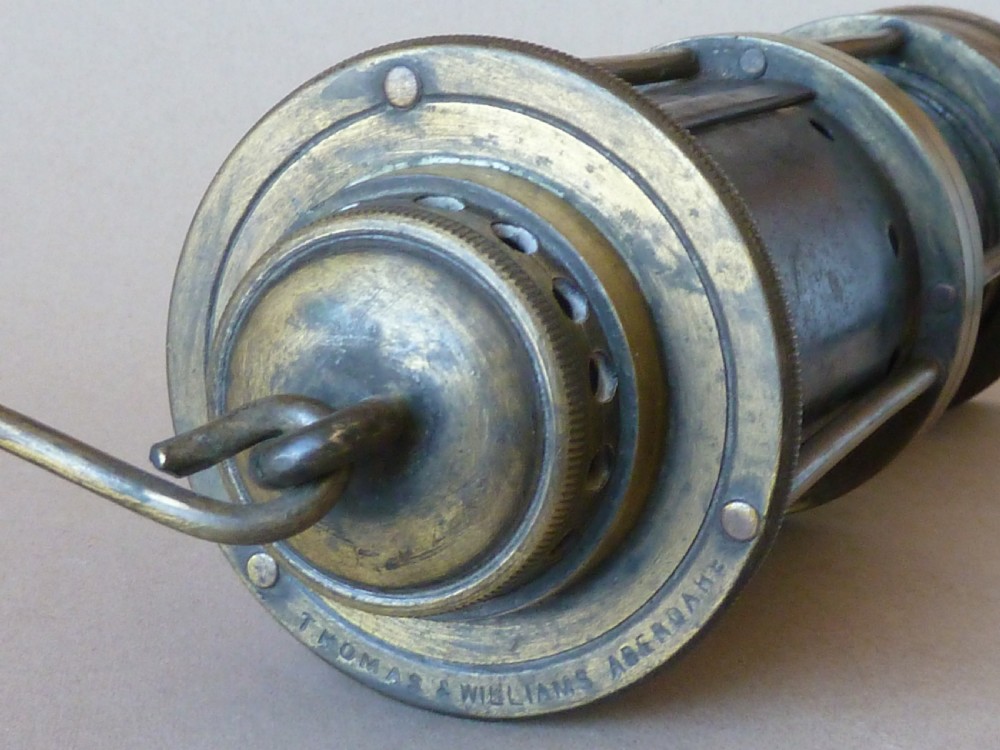 E Thomas & Williams Aberdare Jack Davy Miners Gas Testing Gauze Flame Safety Lamp View VI