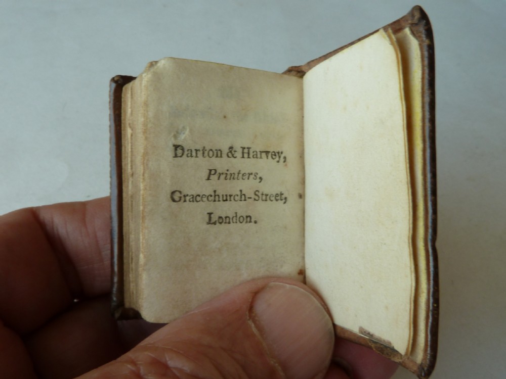 An eighteenth-century dark brown calfskin leather miniature bible with visible spine wear and raised bands. View VII