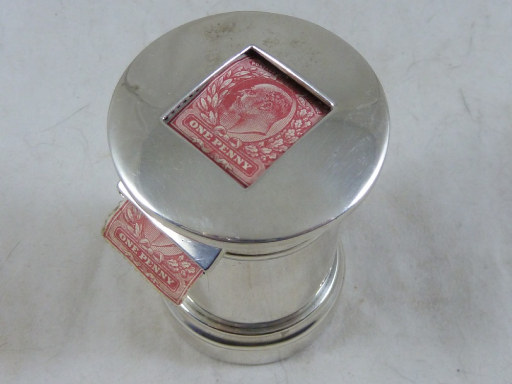 Miniature Post Box Edwardian Postage Stamp Roll Case Pillar Novelty 1904 Sterling Silver View II