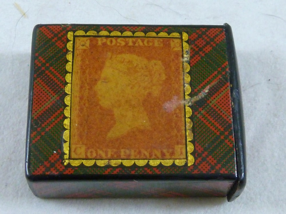 Victorian Campbell TartanWare One Penny Postage Drawer Stamp Case Box Holder Scottish View II
