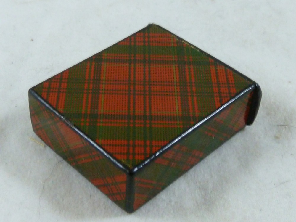 Victorian Campbell TartanWare One Penny Postage Drawer Stamp Case Box Holder Scottish View III