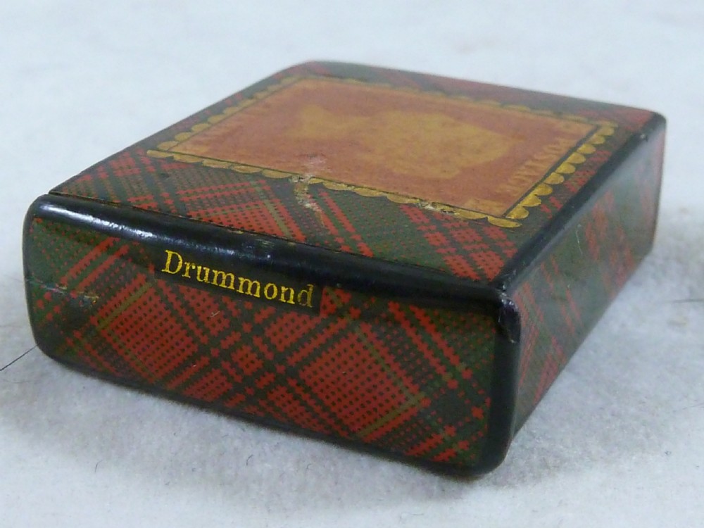 Victorian Campbell TartanWare One Penny Postage Drawer Stamp Case Box Holder Scottish View IV