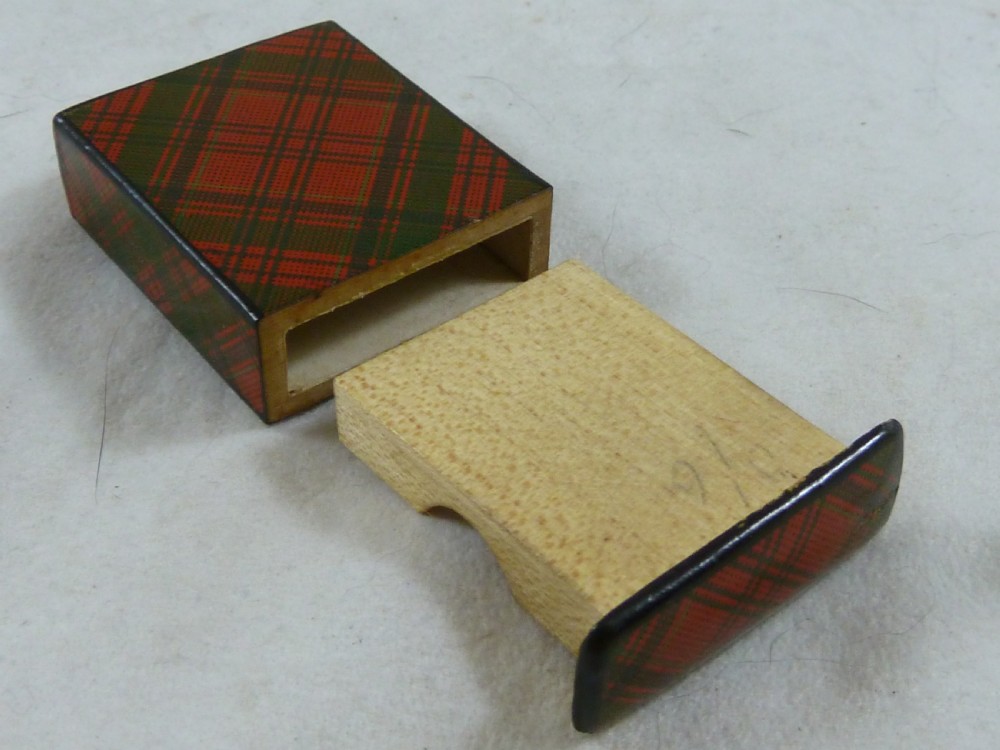Victorian Campbell TartanWare One Penny Postage Drawer Stamp Case Box Holder Scottish View VI