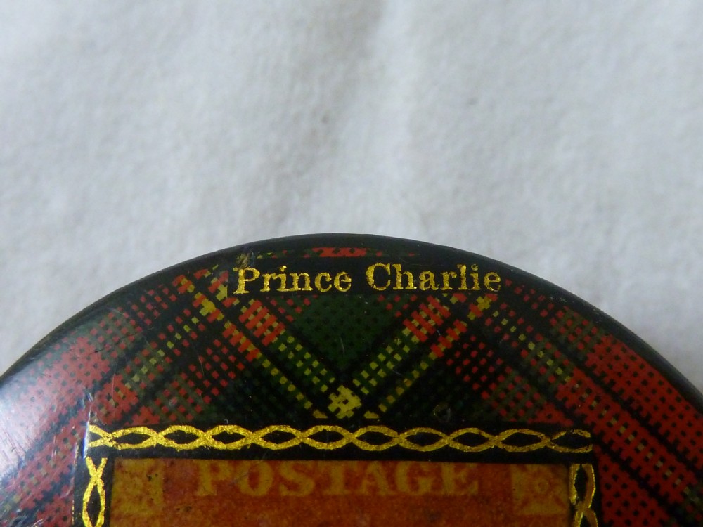 Victorian Prince Charlie TartanWare Postage One Penny Stamp Case Box Holder Scottish View II
