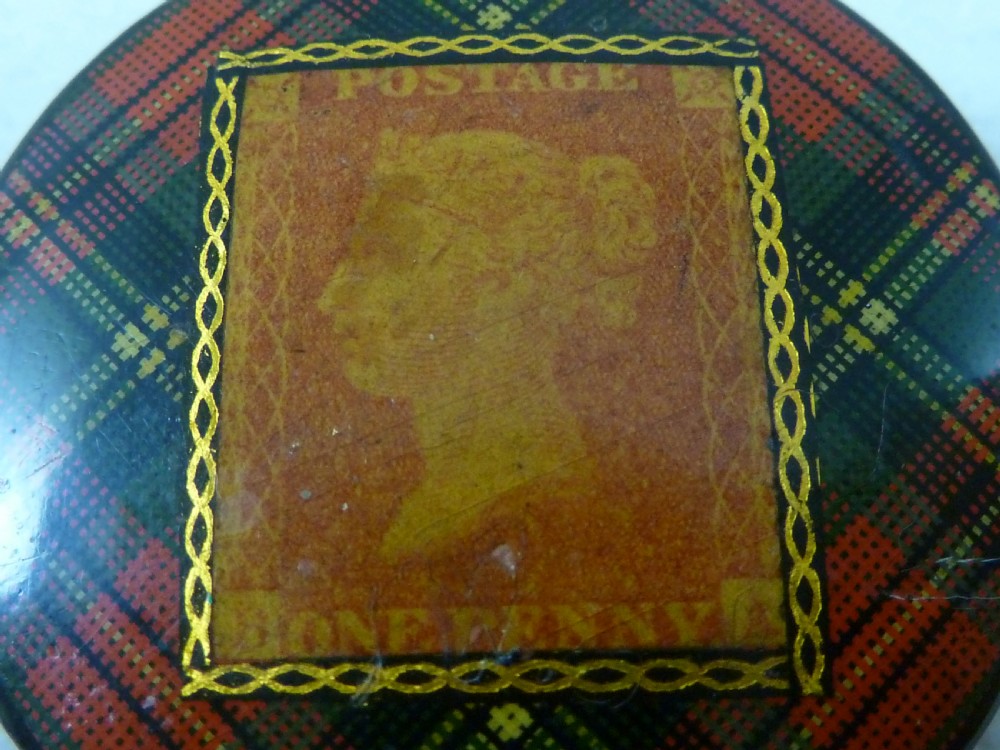 Victorian Prince Charlie TartanWare Postage One Penny Stamp Case Box Holder Scottish View III