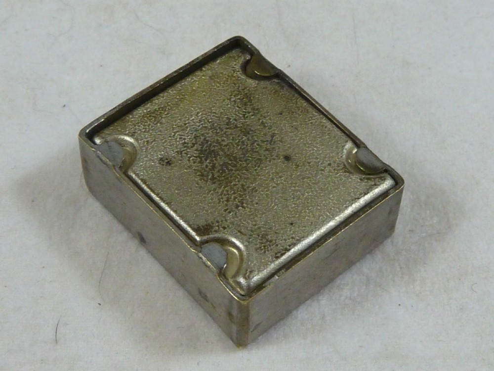 A small rectangular silver-plated stamp box featuring an embossed relief portrait of Queen Victoria in profile on the lid. View II