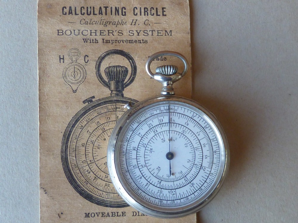Pocket Watch Slide Rule Calculator Calculigraphe Calculating Circle Boucher's 1878 System H.C. Instructions