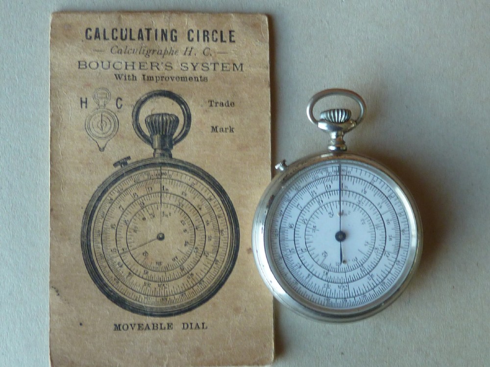 Pocket Watch Slide Rule Calculator Calculigraphe Calculating Circle Boucher's 1878 System H.C. Instructions View III