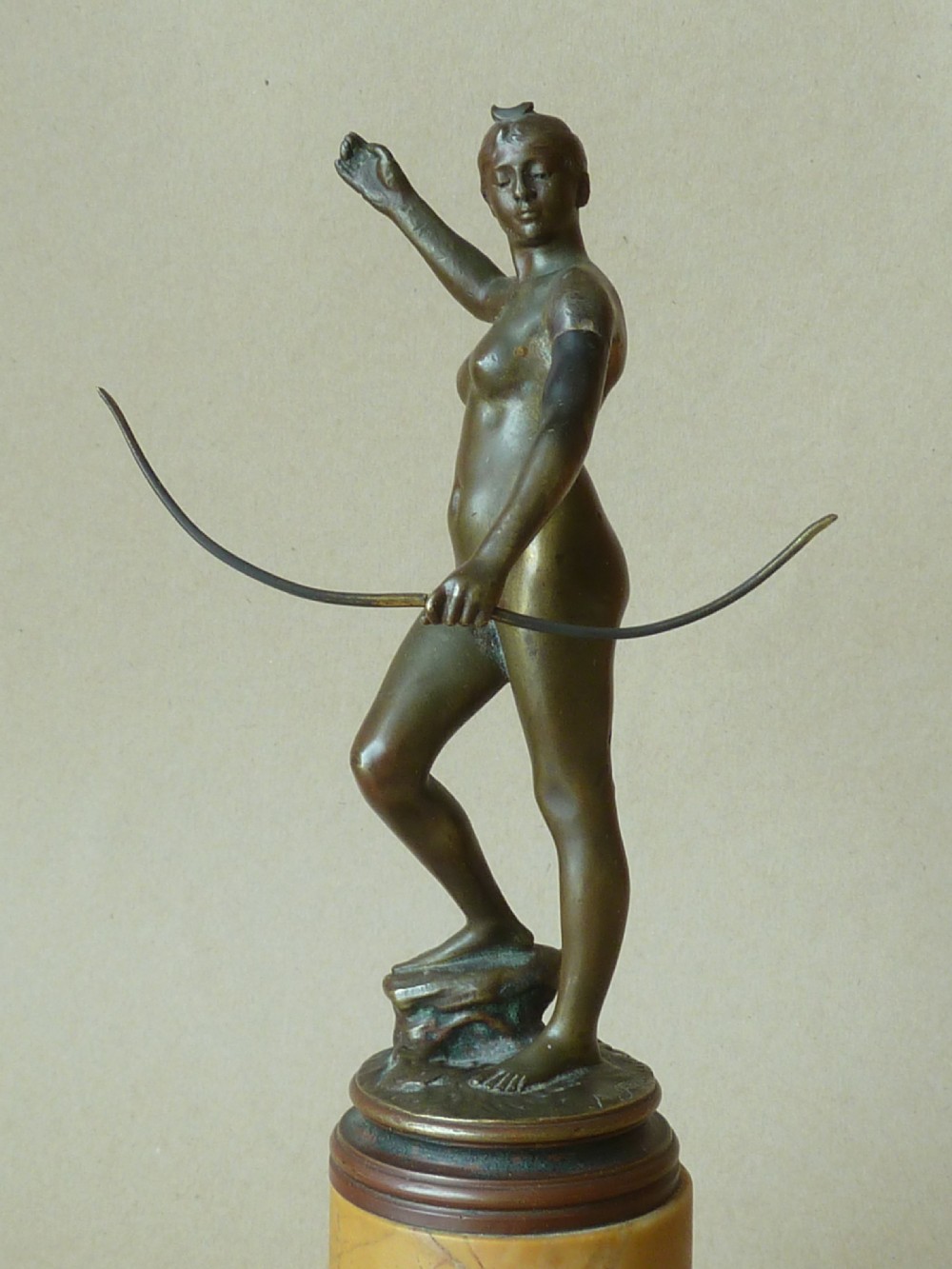 Small Bronze Sculpture Nude Goddess Diana the Huntress Signed A. Falguière View II