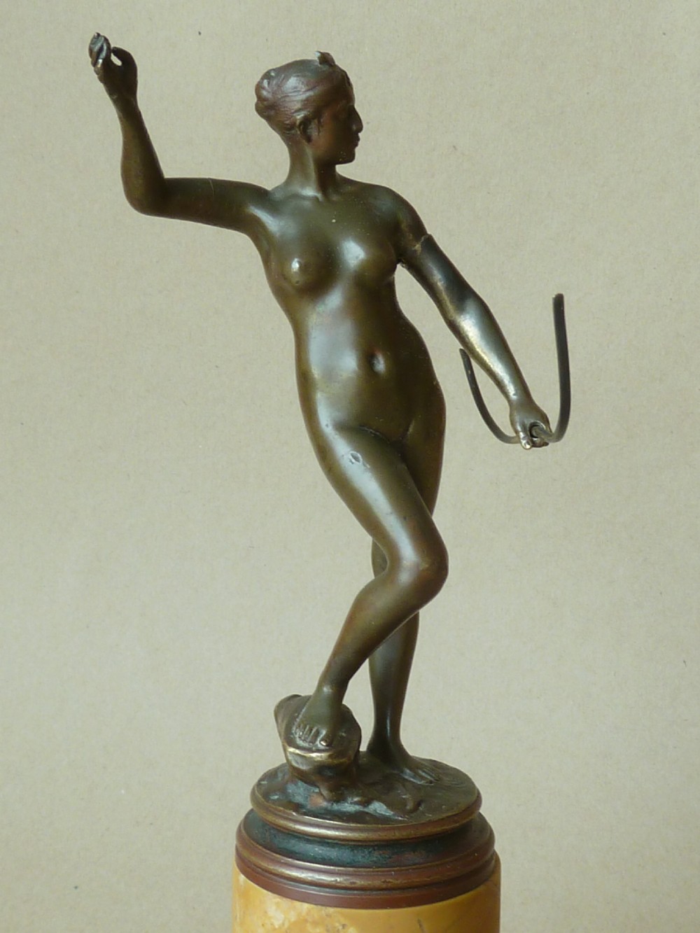 Small Bronze Sculpture Nude Goddess Diana the Huntress Signed A. Falguière View IV