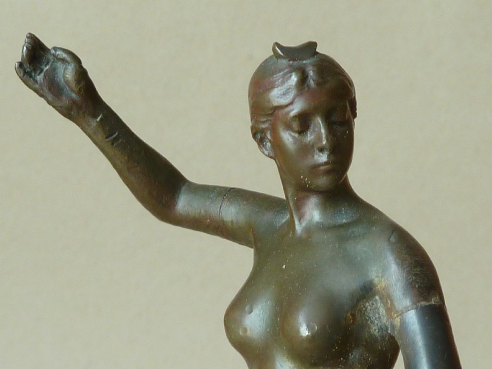 Small Bronze Sculpture Nude Goddess Diana the Huntress Signed A. Falguière View VI