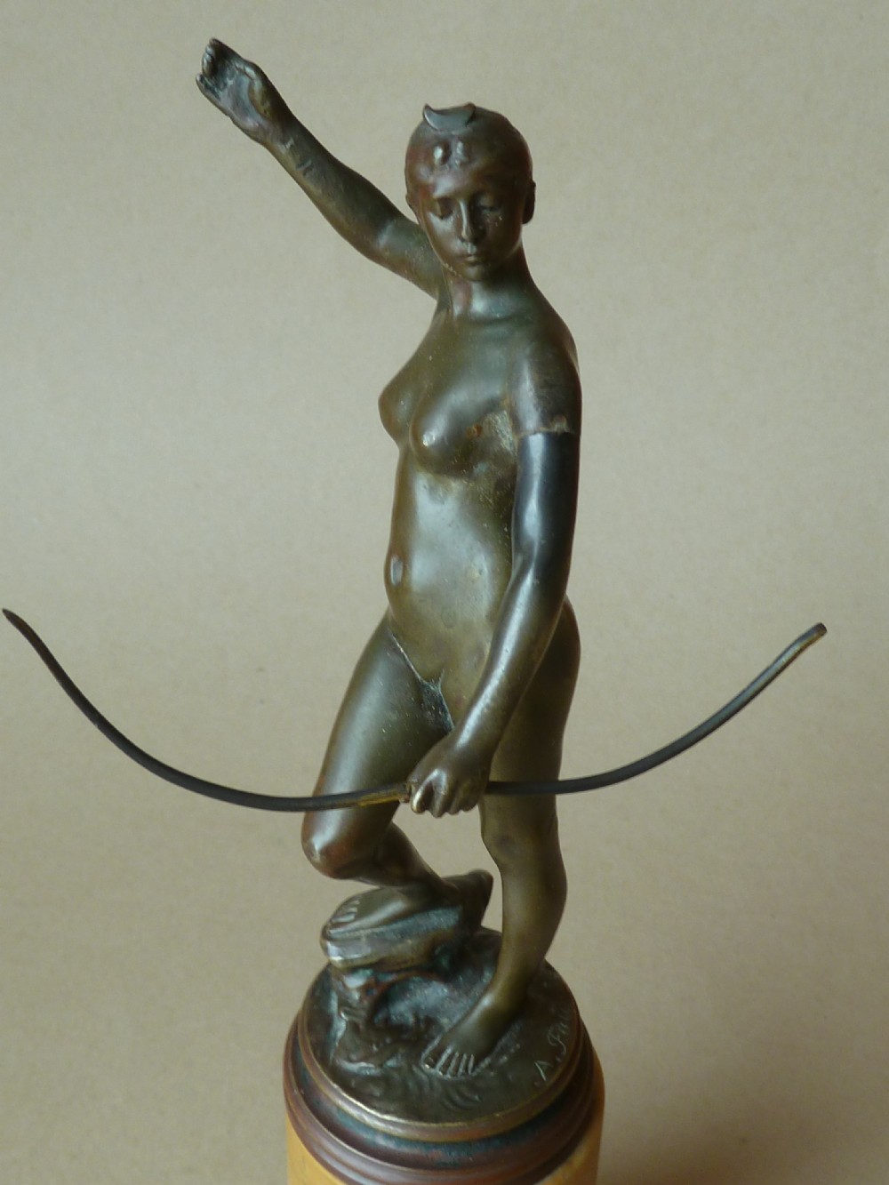 Small Bronze Sculpture Nude Goddess Diana the Huntress Signed A. Falguière View IX