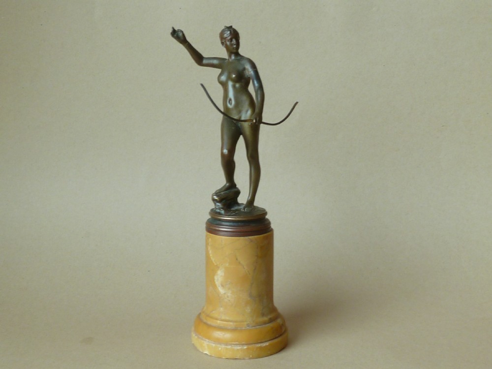 Small Bronze Sculpture Nude Goddess Diana the Huntress Signed A. Falguière View X