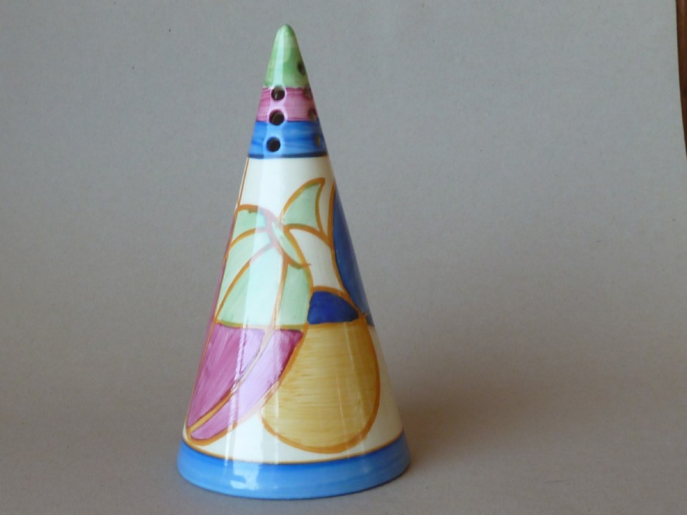 Clarice Cliff Conical Sugar Sifter Fantasque Pastel Melon Original Art Deco Caster Shaker