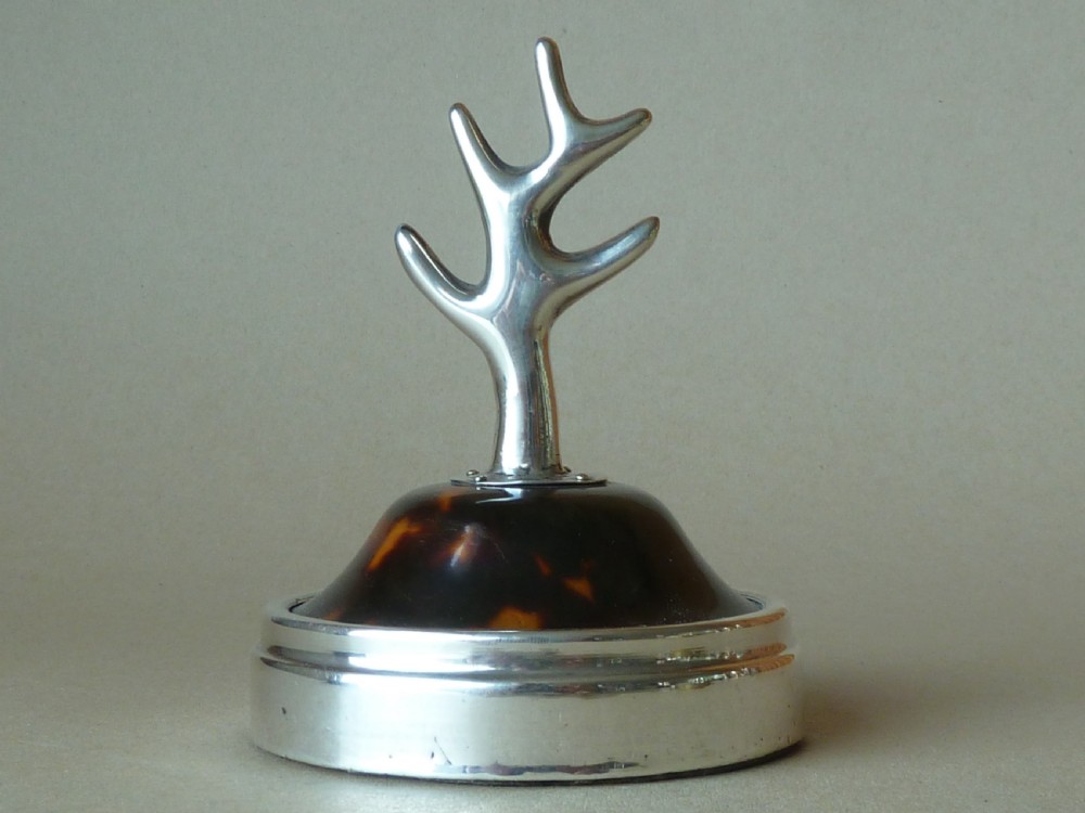 Silver Tortoiseshell Ring Tree Stand Hallmarked London 1918 View II