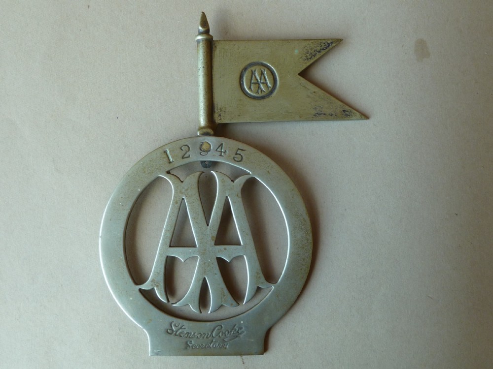 Stenson Cooke AA Pennant 12345 Committee Members Car Badge Grille Bumper Frying Pan Fanum London 