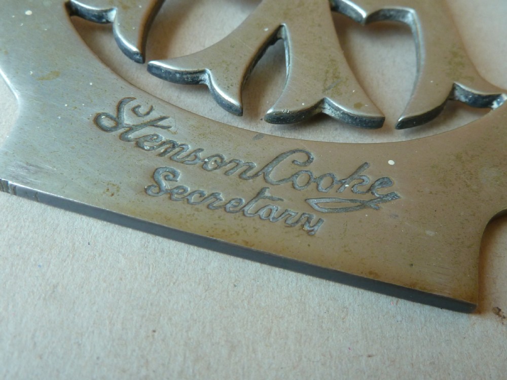 Stenson Cooke AA Pennant 12345 Committee Members Car Badge Grille Bumper Frying Pan Fanum London  View V