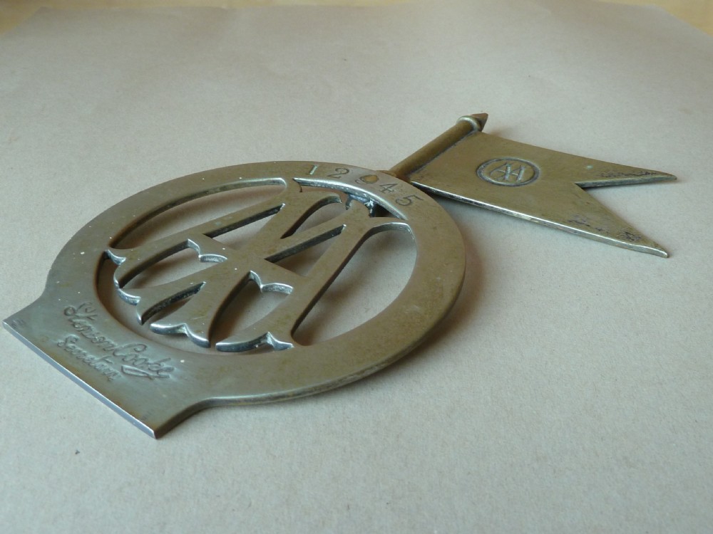 Stenson Cooke AA Pennant 12345 Committee Members Car Badge Grille Bumper Frying Pan Fanum London  View VI