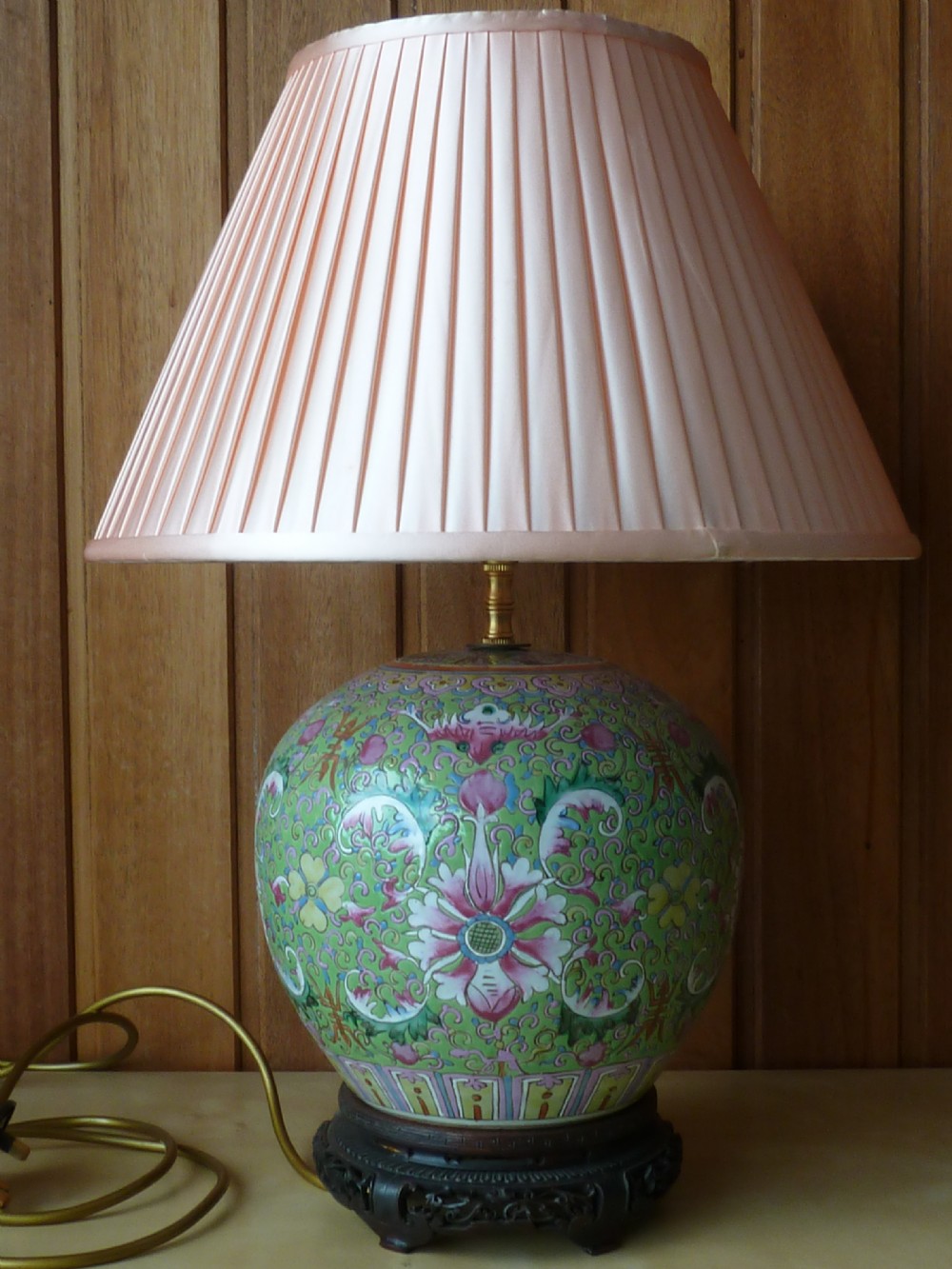Decorative Chinese Export Porcelain Ovoid Lidded Jar Vase Table Lamp View II