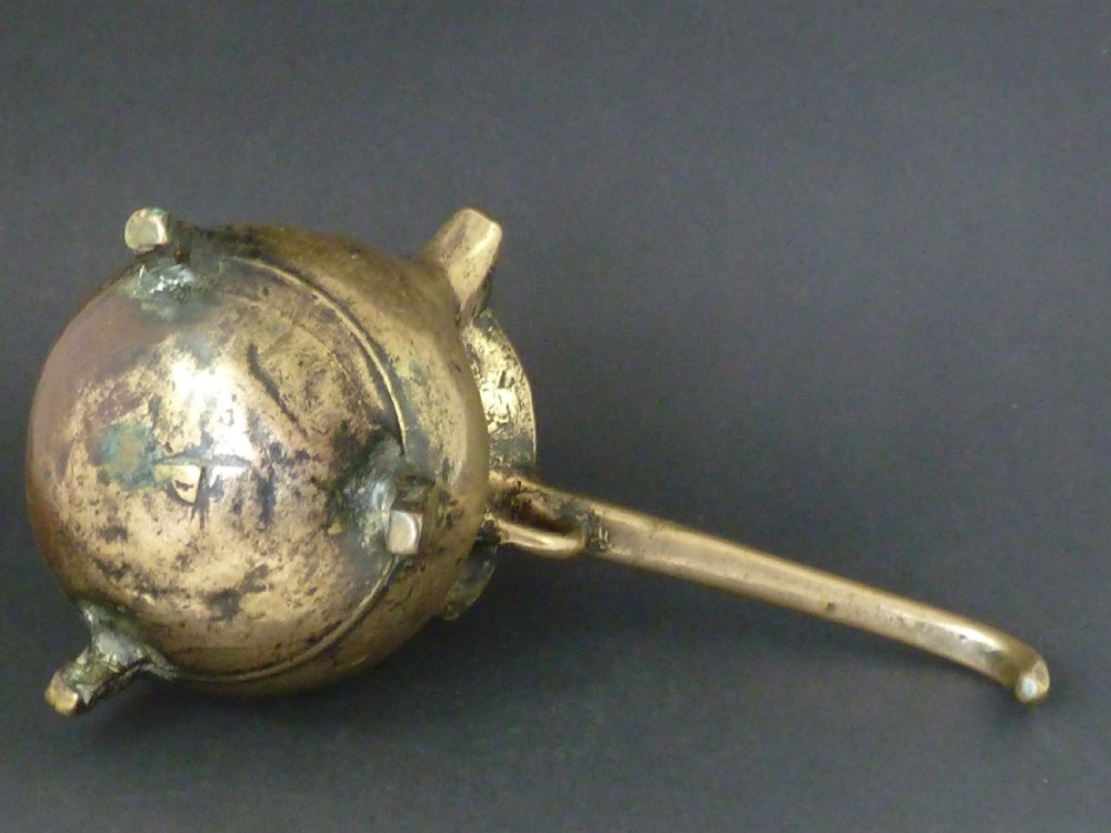 Small Medieval Bronze Posnet Cauldron Skillet Kitchen Tripod Pan English Down Hearth Cooking  View III