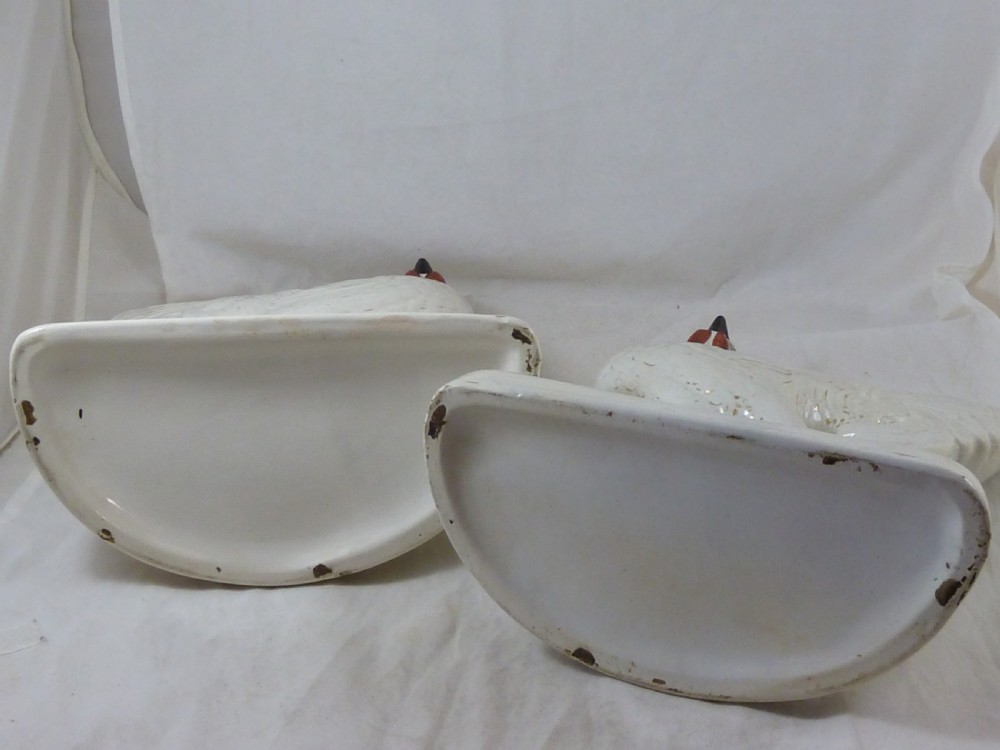 Pair Victorian Scottish Pottery Hens Chickens Cockerels View VI