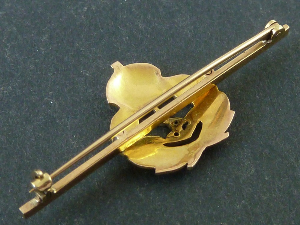 Royal Navy Gold Enamel Sweetheart Brooch Stick Tie Pin Marked 9ct Solid Boxed View III
