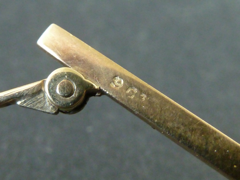 Royal Navy Gold Enamel Sweetheart Brooch Stick Tie Pin Marked 9ct Solid Boxed View V