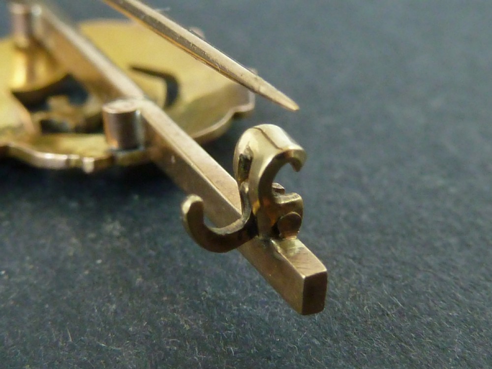 Royal Navy Gold Enamel Sweetheart Brooch Stick Tie Pin Marked 9ct Solid Boxed View VI