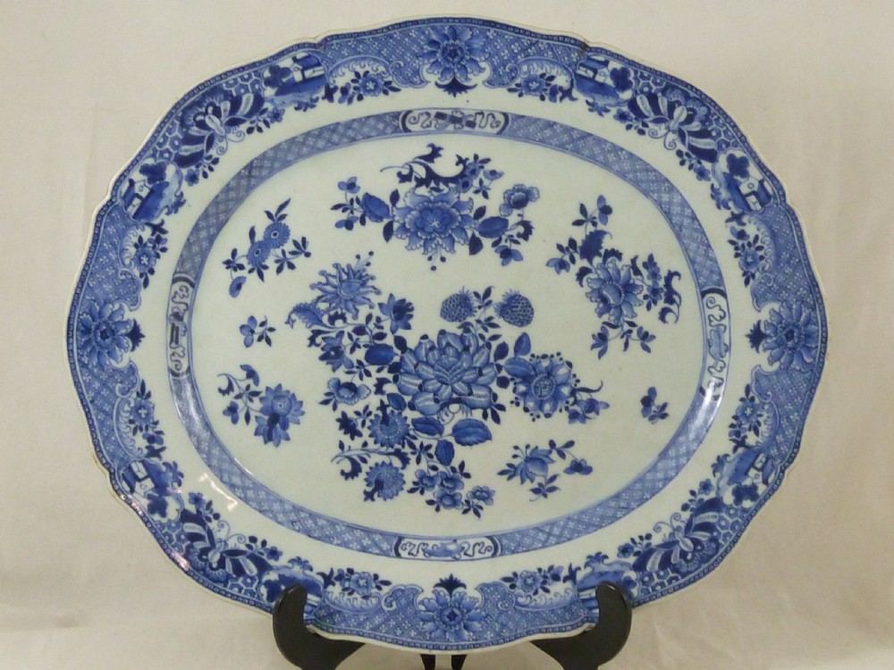 18C Chinese Export Porcelain Platter Blue & White Hand Painted Qianlong Period View II