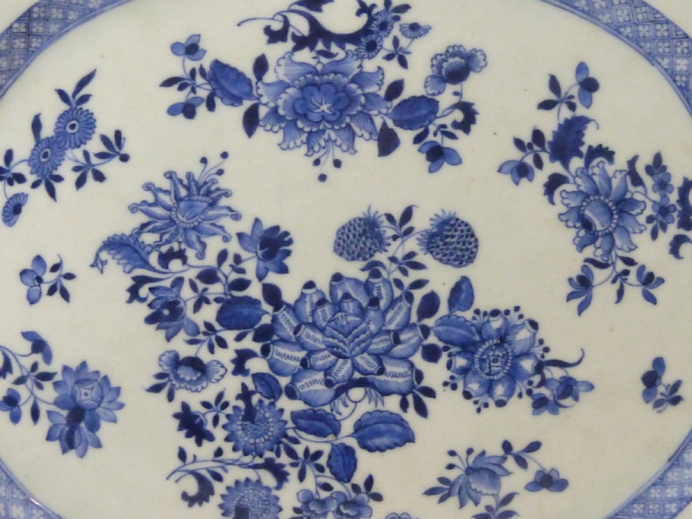 18C Chinese Export Porcelain Platter Blue & White Hand Painted Qianlong Period View III