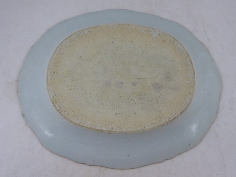 18C Chinese Export Porcelain Platter Blue & White Hand Painted Qianlong Period View V