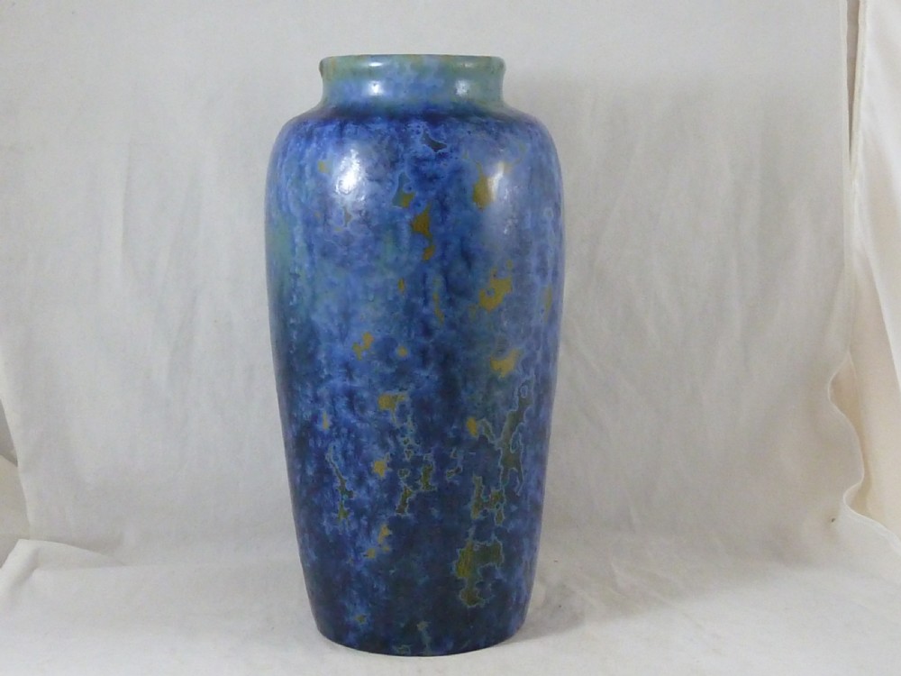 Pierrefonds Blue Crystalline Vase Art Pottery French Deco Drip Glaze 351