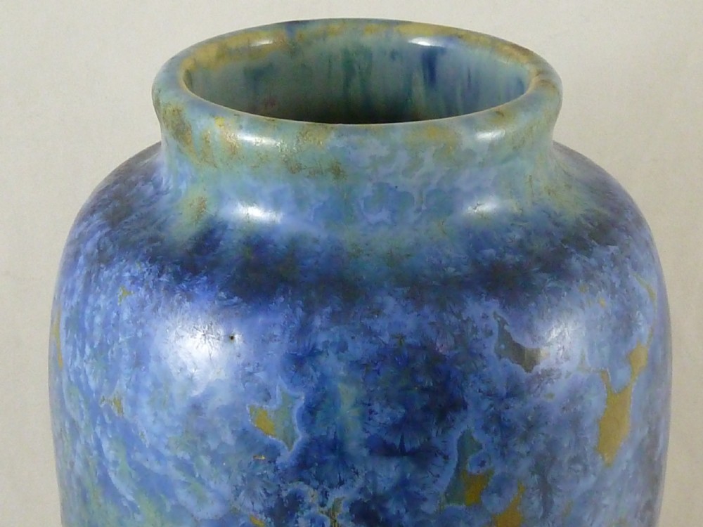 Pierrefonds Blue Crystalline Vase Art Pottery French Deco Drip Glaze 351 View VI