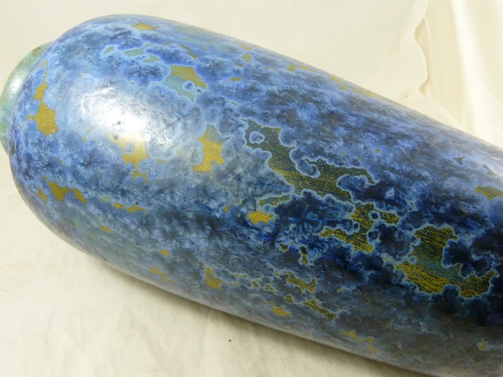 Pierrefonds Blue Crystalline Vase Art Pottery French Deco Drip Glaze 351 View VII