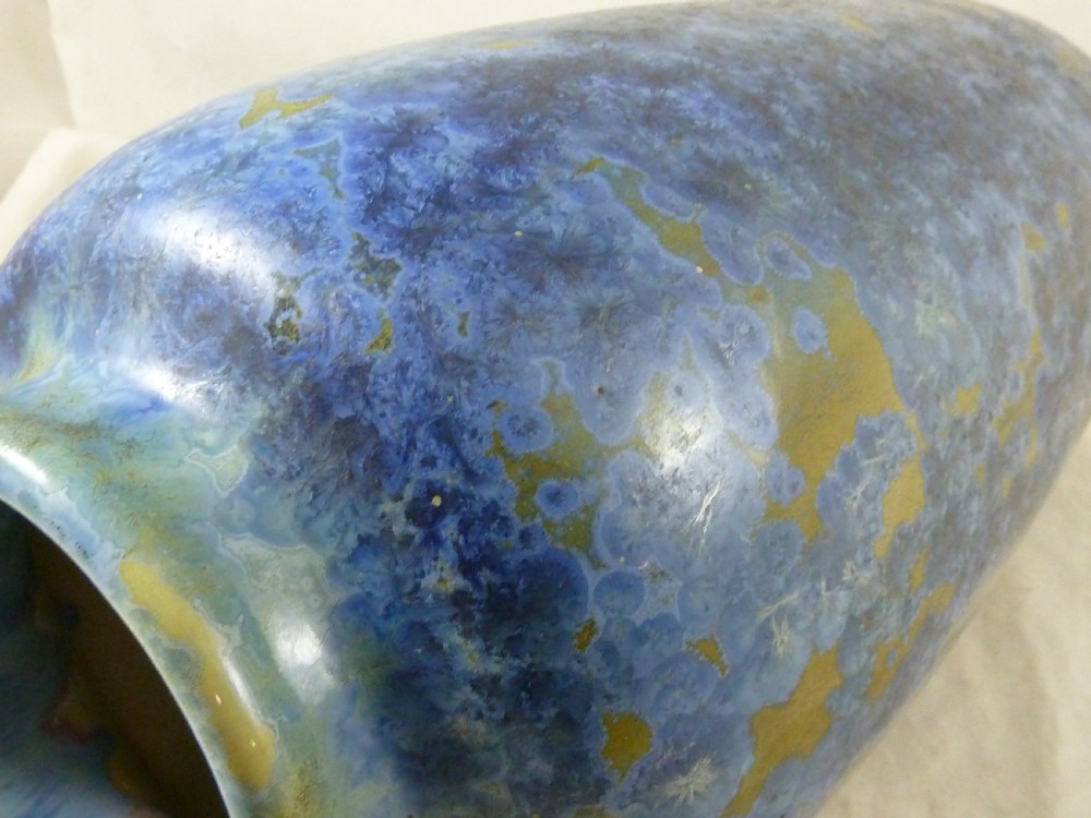 Pierrefonds Blue Crystalline Vase Art Pottery French Deco Drip Glaze 351 View IX