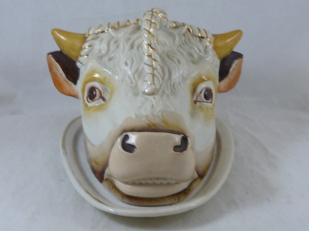 Novelty Cows Head Cheese Dish Victorian Staffordshire 1890 Dairy View III