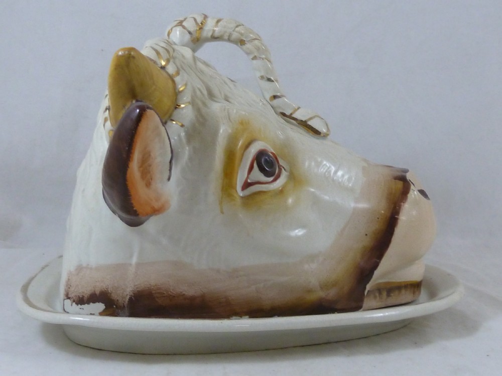 Novelty Cows Head Cheese Dish Victorian Staffordshire 1890 Dairy View IV