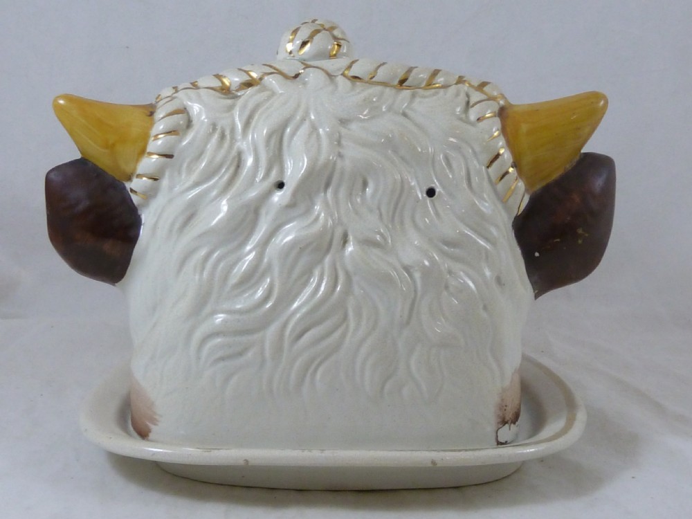 Novelty Cows Head Cheese Dish Victorian Staffordshire 1890 Dairy View V