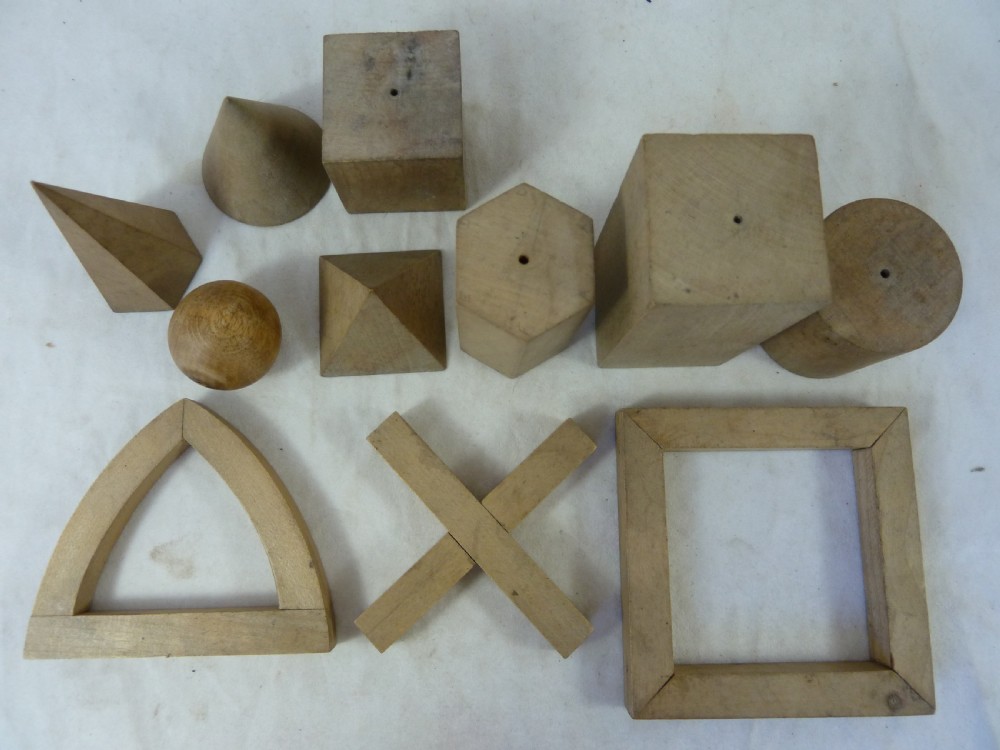 Geometric Solids Isometric Projection Artists Drawing Set Mathematical Treen Models Shapes Boxed View VI