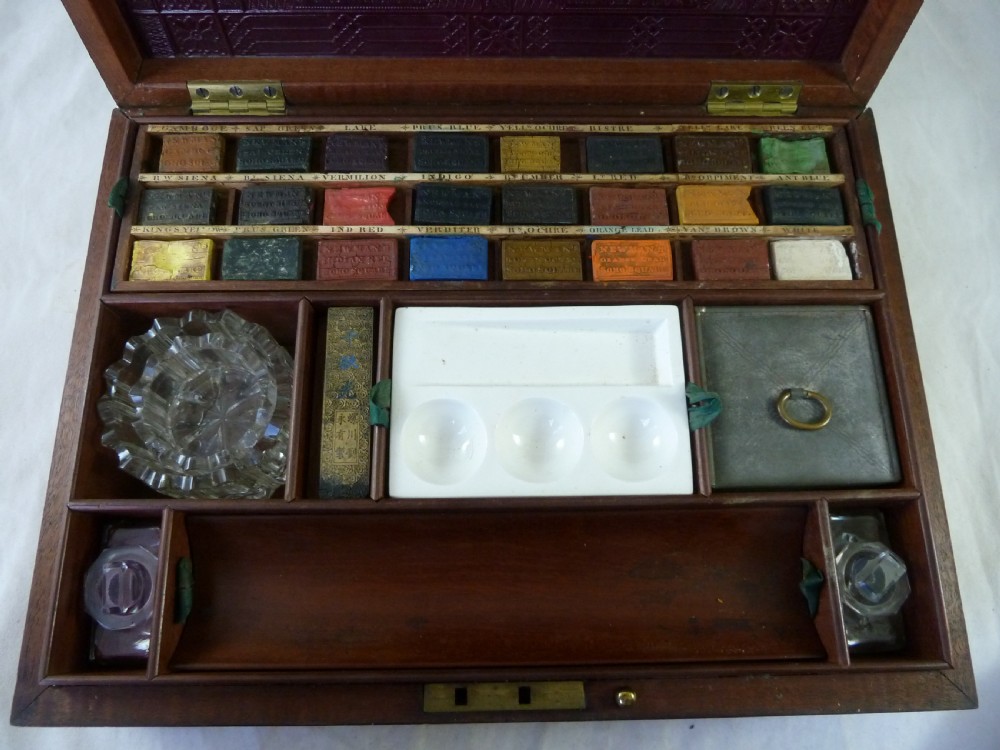 Large Newman's Watercolour Paint Box Mahogany Crossbanded View II