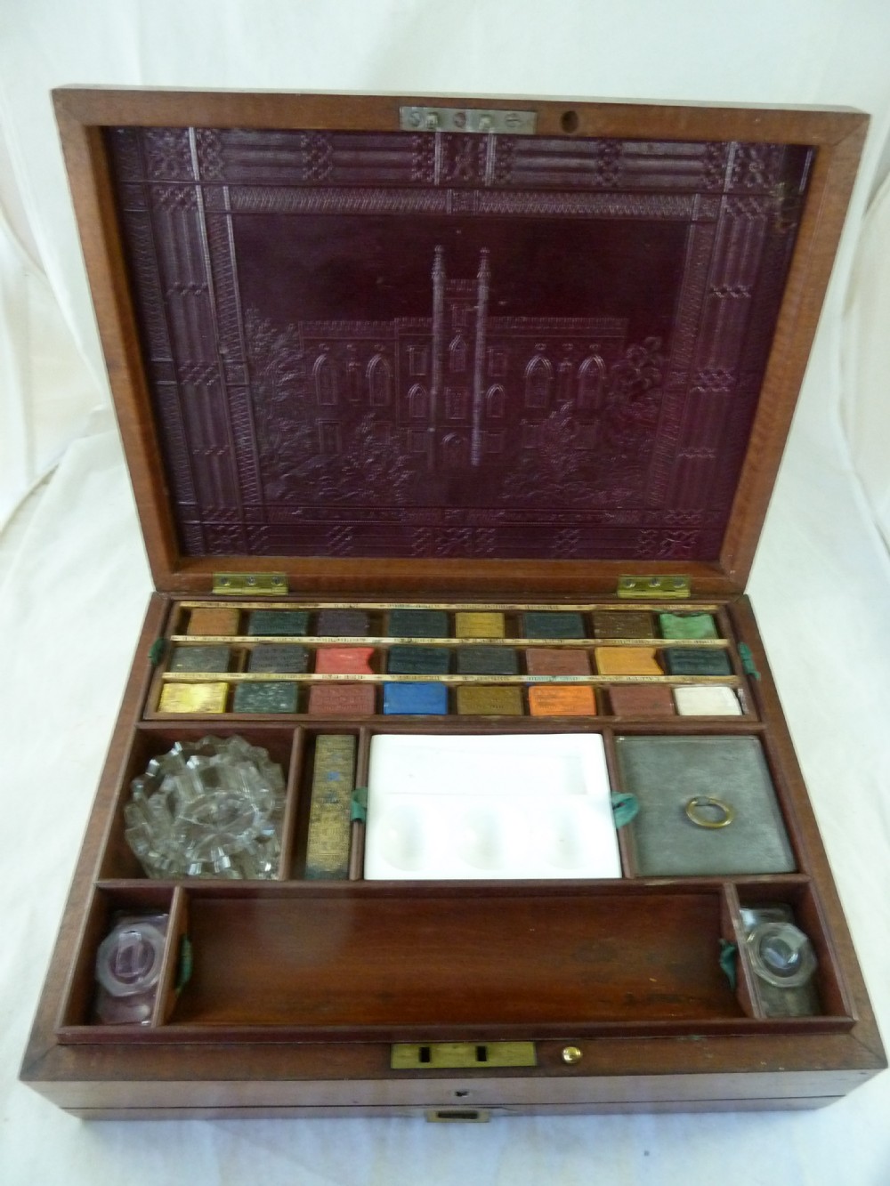 Large Newman's Watercolour Paint Box Mahogany Crossbanded View IV